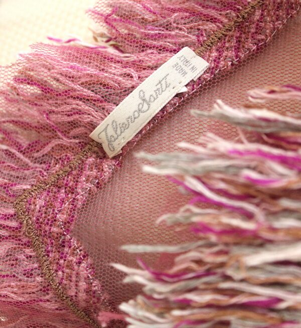 Stola Faliero Sarti rosa con ricami - Image 4