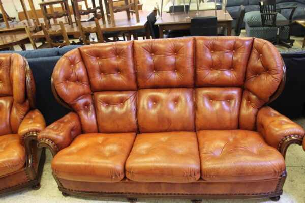 Divano + due poltrone in pelle - immagine 8