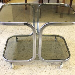 Tavolino cromato design e vetro fumè