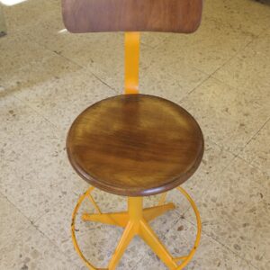 Sgabello tondo in legno e metallo